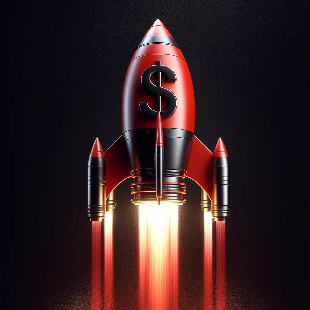rocket with finance money sign