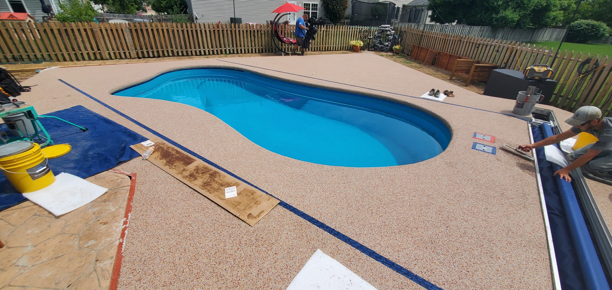 Rubcorp rubber surfacing on a residential pool deck